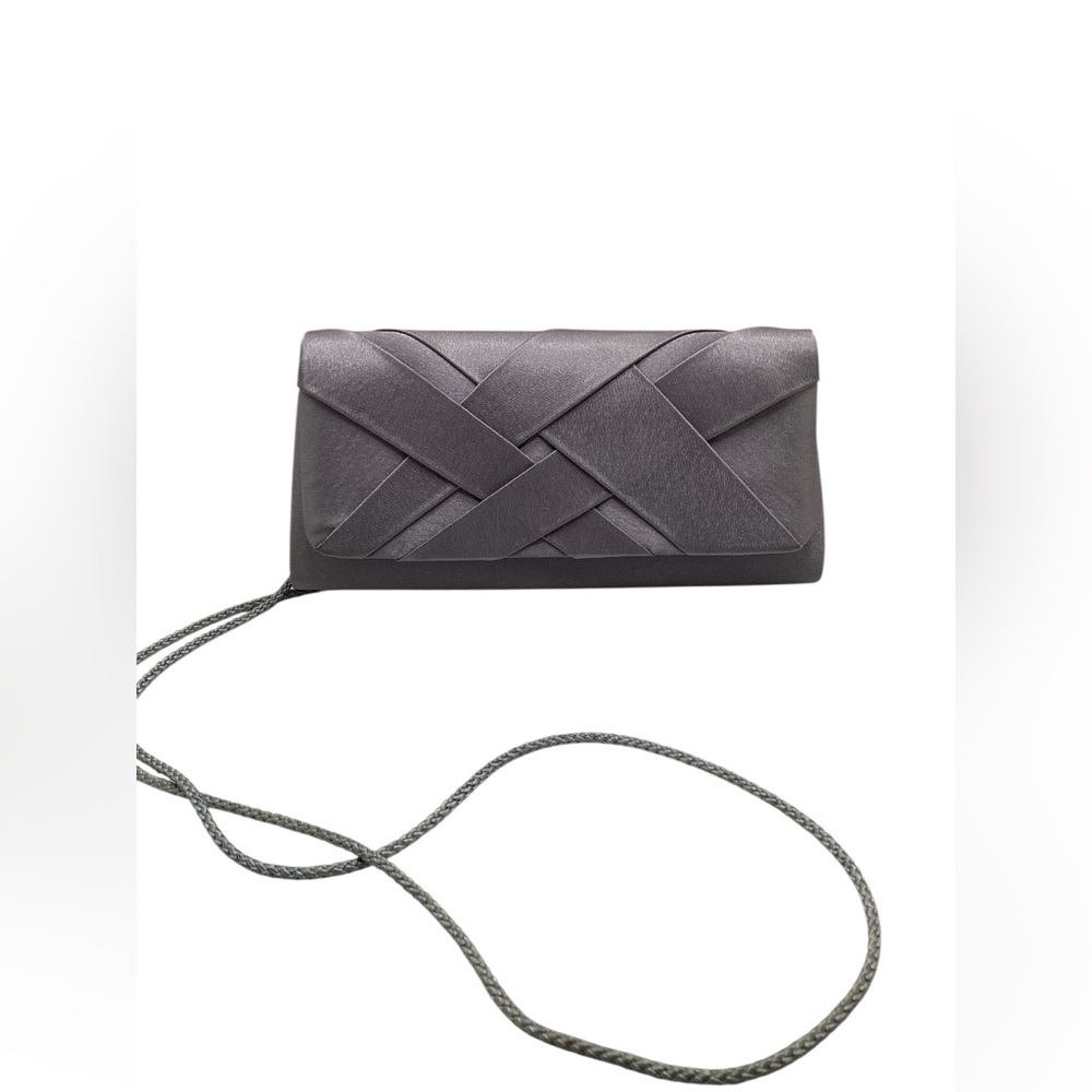 Jacqueline Ferrar Elegant Gray Satin handbag.